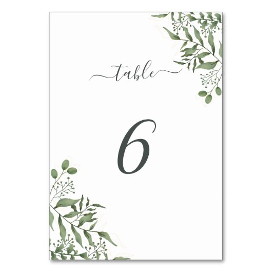 Numéro De Table Mariage Feuille de l'Eucalyptus succulent du budge (Dos)