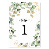 Numéro De Table Mariage Feuille d'or Eucalyptus (Dos)