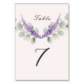 Numéro De Table Mariage Feuille Lavender Eucalyptus (Dos)