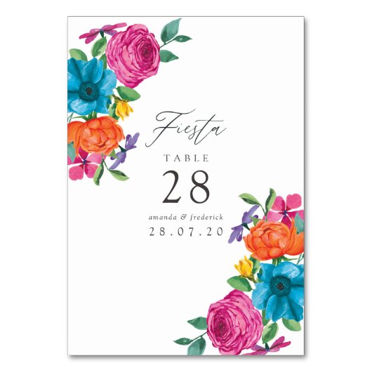 Numéro De Table Mariage Fiesta Floral Aquarelle (Par défaut)