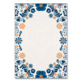 Numéro De Table Mariage Fiesta mexicain bleu orange floral élégant (Dos)