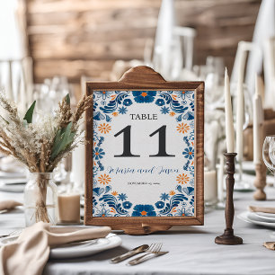 Numéro De Table Mariage Fiesta mexicain bleu orange floral élégant