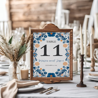 Numéro De Table Mariage Fiesta mexicain bleu orange floral élégant