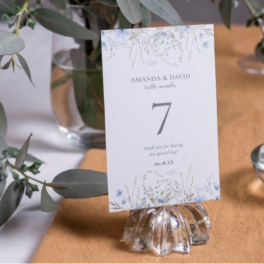Numéro De Table Mariage Fleur de Bleuet Sauvage
