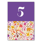 Numéro De Table Mariage Fleur de Boho Orange Violet Feuillage (Dos)