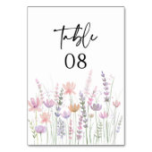 Numéro De Table Mariage Fleur de Champ au Pastel Doux (Dos)