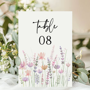 Numéro De Table Mariage Fleur de Champ au Pastel Doux