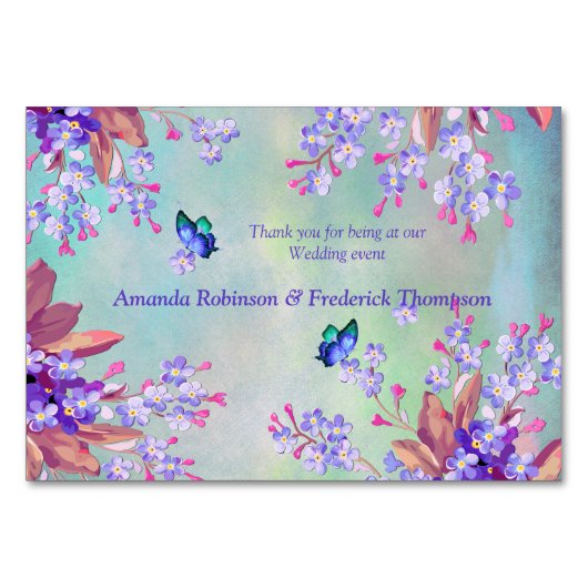 Numéro De Table Mariage Fleur de Lilas Lavande (Dos)