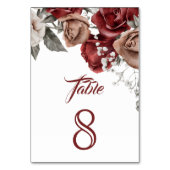 Numéro De Table Mariage Fleur de Roses Rouge Bourgogne (Par défaut)