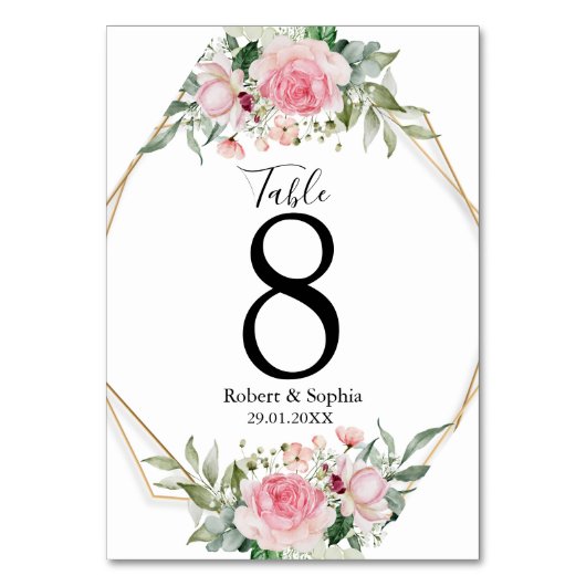 Numéro De Table Mariage Fleur Rose Blush (Par défaut)