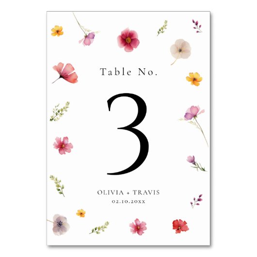 Numéro De Table Mariage fleur sauvage (Par défaut)