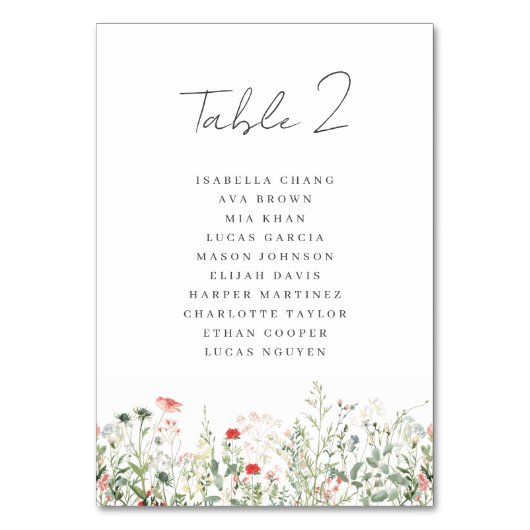 Numéro De Table Mariage fleur sauvage (Par défaut)