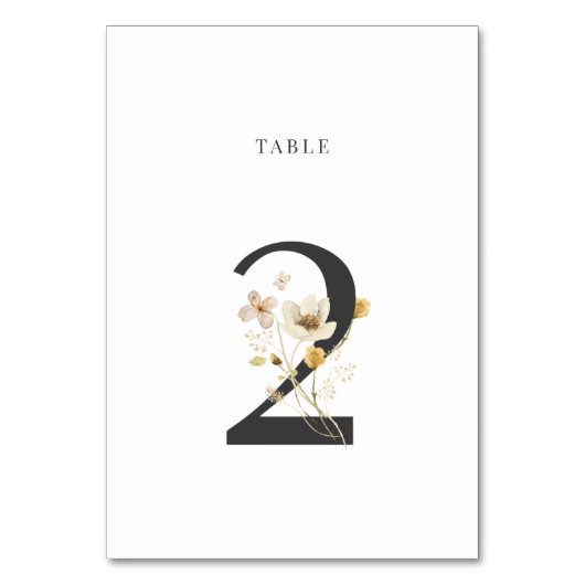 Numéro De Table Mariage Fleur sauvage aquarelle Numéro de tableau  (Par défaut)
