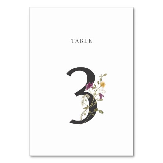 Numéro De Table Mariage Fleur sauvage aquarelle Numéro de tableau  (Par défaut)