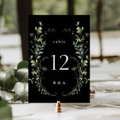 Numéro De Table Mariage Fleur sauvage Black Elegant