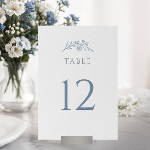 Numéro De Table Mariage Fleur sauvage bleu Dusty