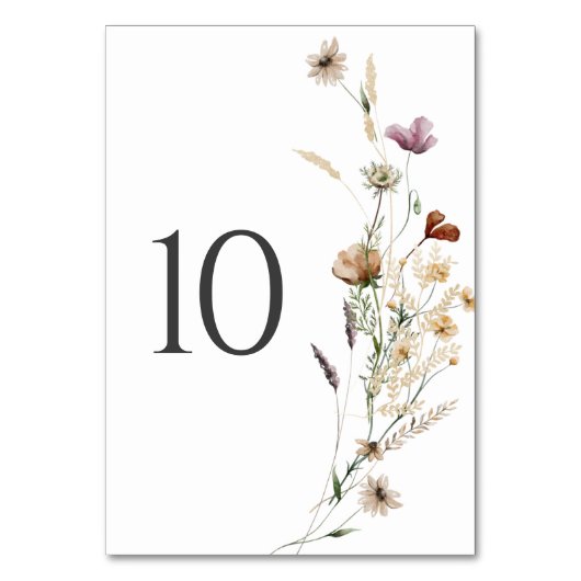 Numéro De Table Mariage Fleur sauvage Boho Fall (Dos)
