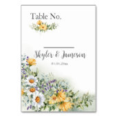 Numéro De Table Mariage Fleur sauvage coloré (Dos)