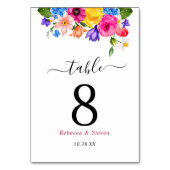 Numéro De Table Mariage fleur sauvage coloré chic (Par défaut)