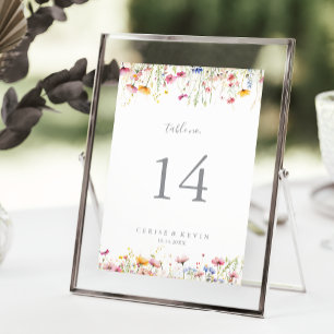 Numéro De Table Mariage Fleur sauvage coloré Meadow