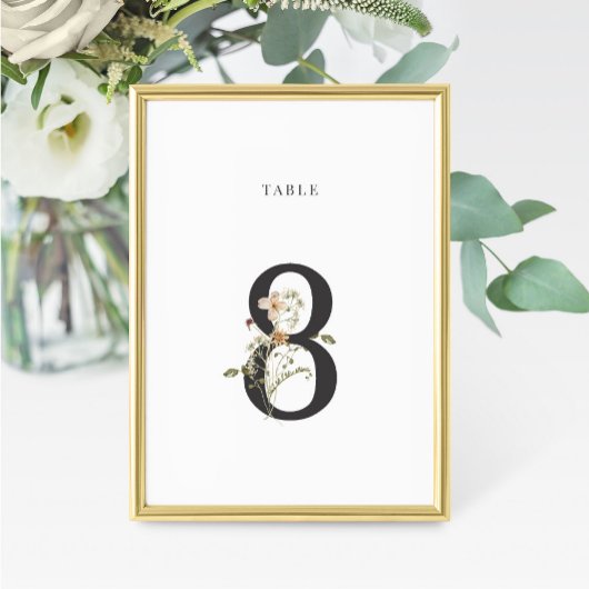 Numéro De Table Mariage Fleur sauvage d'aquarelle Numéro de tablea