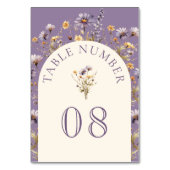 Numéro De Table Mariage Fleur sauvage Dusty Purple Boho (Dos)