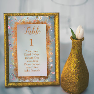 Numéro De Table Mariage Fleur sauvage élégant bleu