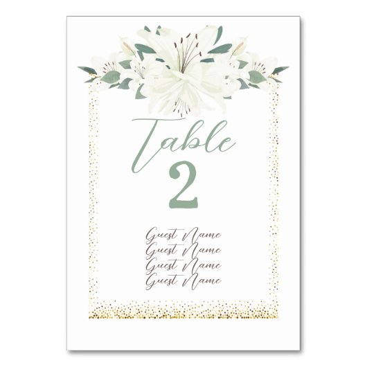 Numéro De Table Mariage Fleur sauvage élégant Charm Green (Dos)