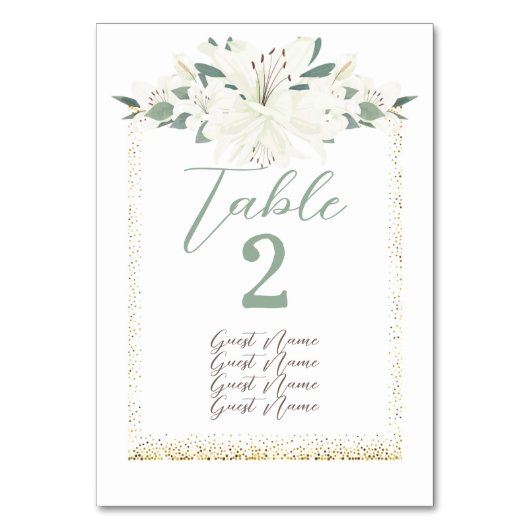 Numéro De Table Mariage Fleur sauvage élégant Charm Green (Par défaut)