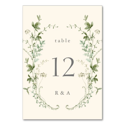 Numéro De Table Mariage Fleur sauvage ivoire Elegant (Dos)