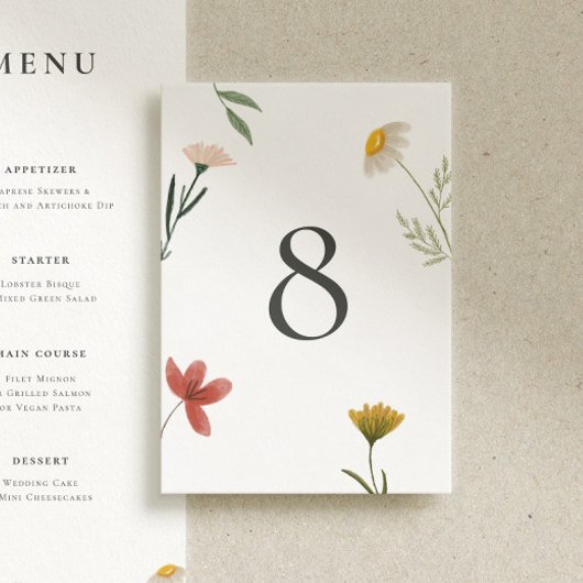 Numéro De Table Mariage Fleur sauvage Leander
