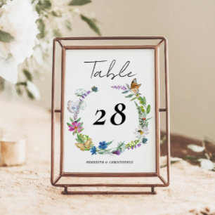 Numéro De Table Mariage Fleur sauvage lumineux