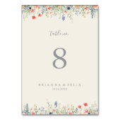 Numéro De Table Mariage Fleur sauvage multicouleur (Dos)