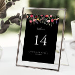 Numéro De Table Mariage Fleur sauvage multicouleur de jardin<br><div class="desc">Ce mariage de jardin multicolore fleur sauvage est parfait pour un mariage rustique. Le design présente un assortiment multicolore de fleurs sauvages roses, rousses, violettes, jaunes, blanches, violettes, rouges, bordeaux dans un arrière - plan noir. Il s'agit d'un numéro de table recto-verso. Ajoutez chaque numéro de table dont vous avez...</div>