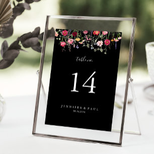 Numéro De Table Mariage Fleur sauvage multicouleur de jardin