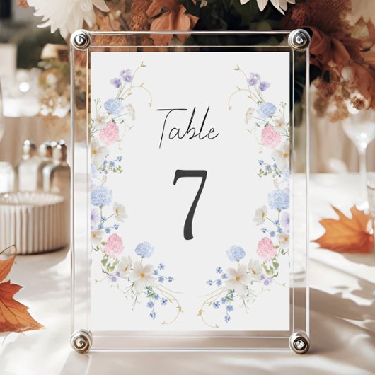 Numéro De Table Mariage Fleur sauvage rose et violet printemps