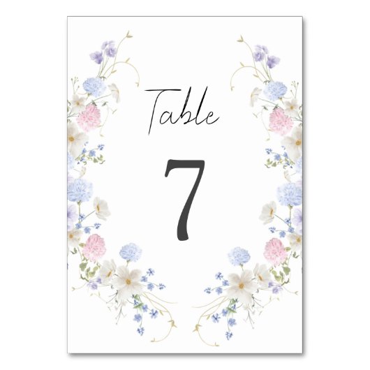 Numéro De Table Mariage Fleur sauvage rose et violet printemps (Dos)