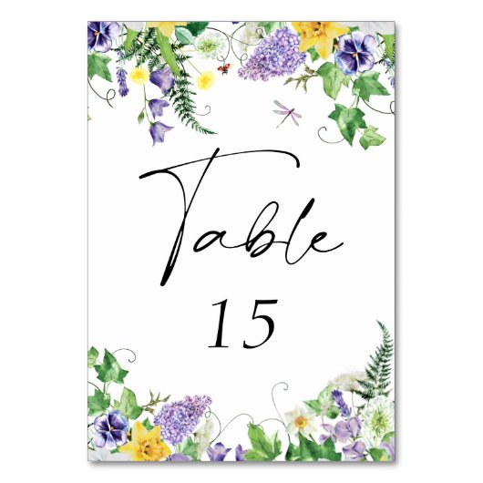 Numéro De Table Mariage Fleur sauvage rustique (Dos)