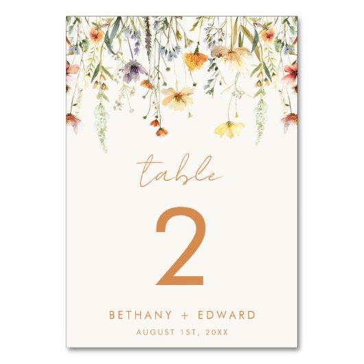 Numéro De Table Mariage Fleur sauvage rustique (Par défaut)