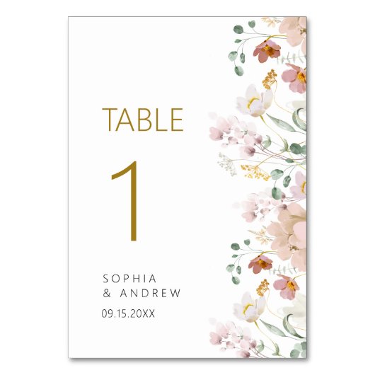 Numéro De Table Mariage Fleur sauvage rustique Numéro de tableau 1 (Par défaut)
