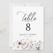 Numéro de table mariage fleur sauvage Watercolor (Devant)