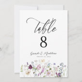 Numéro de table mariage fleur sauvage Watercolor (Dos)
