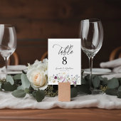 Numéro de table mariage fleur sauvage Watercolor