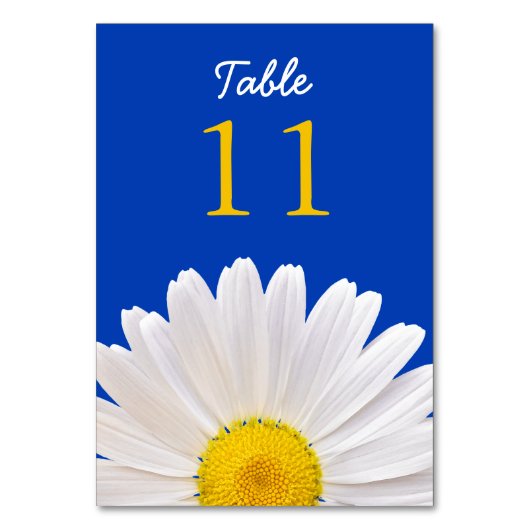 Numéro De Table Mariage Fleur Shasta Daisy jaune blanc Cobalt (Par défaut)