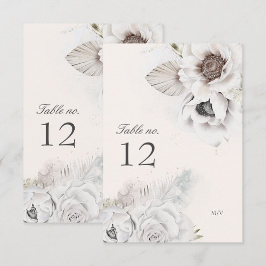 numéro de table mariage fleuri élégant romantique (Devant / Derrière)