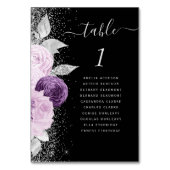 Numéro De Table Mariage Fleurie Violet Argent Pailleté Noir (Par défaut)