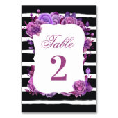 Numéro De Table Mariage fleurie violette et rose. Bandes noires (Dos)