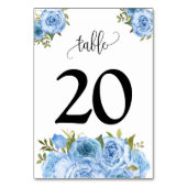 Numéro De Table Mariage Fleurs Bleues (Dos)