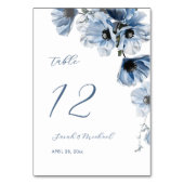 Numéro De Table Mariage Fleurs Bleues Délicates (Dos)
