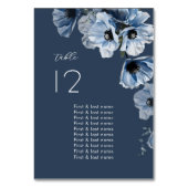 Numéro De Table Mariage Fleurs Bleues Délicates (Dos)
